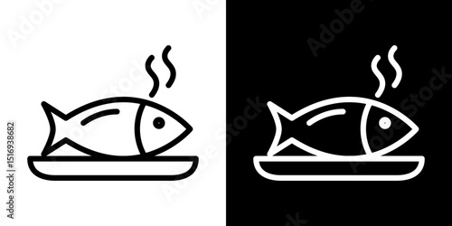 Cooked fish icon symbol concept for graphic design, Website, UI. Svg