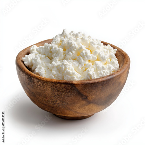 Wallpaper Mural 
wooden bowl with cottage cheese on white background Torontodigital.ca