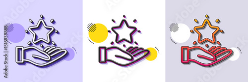 Loyalty program line icon. Halftone dotted pattern. Gradient icon with grain shadow. Bonus points. Discount star symbol. Line loyalty program icon. Various designs. Vector