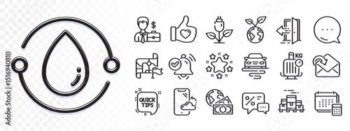 Global business, Cold-pressed oil and Destination flag line icons for web app. Glare of light effect. Message icon. Pack of Like hand, Discounts, Save planet pictogram icons. Vector