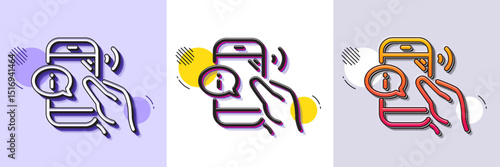 Call center service line icon. Halftone dotted pattern. Gradient icon with grain shadow. Phone support sign. Feedback info symbol. Line call center icon. Various designs. Vector