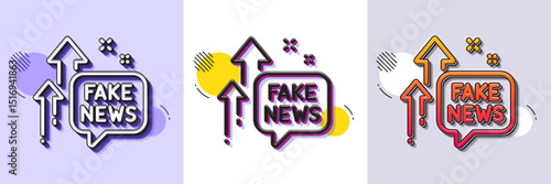 Fake news line icon. Halftone dotted pattern. Gradient icon with grain shadow. Propaganda conspiracy chat sign. Wrong truth symbol. Line fake news icon. Various designs. Vector