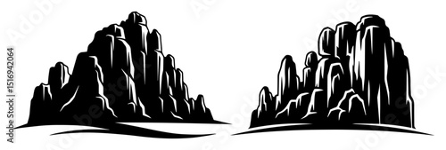 desert rock formations black vector shape