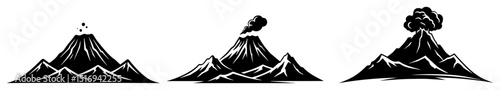 volcano eruption sequence black vector shape
