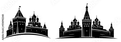 kremlin red square moscow black vector shape