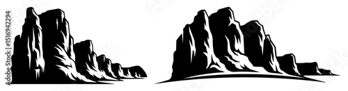 canyon rock formations black vector shape