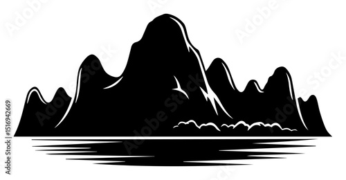 karst mountains landscape black silhouette laser cutting and engraving vector shape