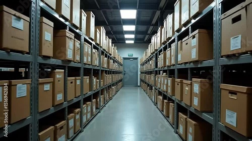 Wallpaper Mural Extensive Warehouse Storage Rows Filled with Cardboard Boxes Archive Inventory Management Torontodigital.ca