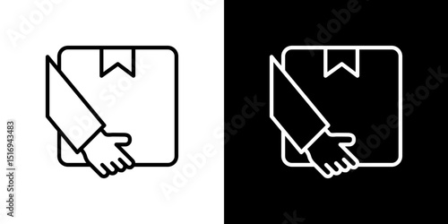 Hand holding box icon symbol concept for graphic design, Website, UI. Svg