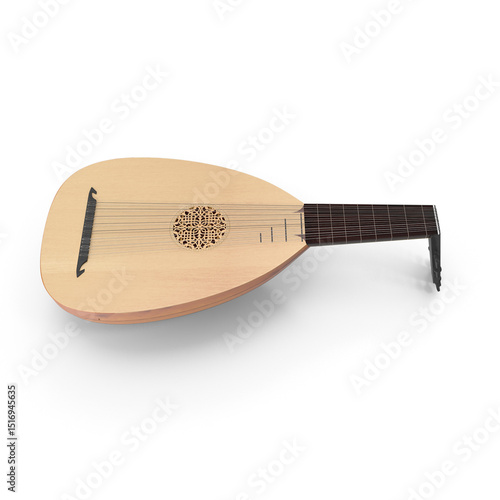 Traditional string instrument lute isolated on transparent background