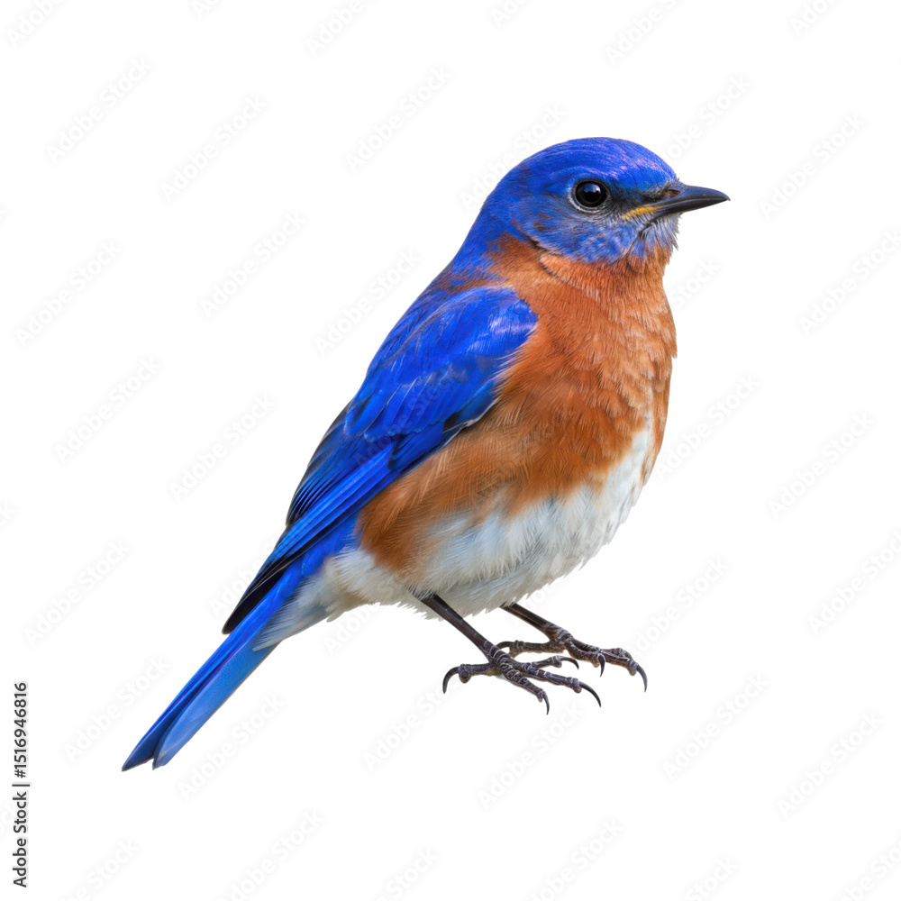 Obraz premium Close up of a perched eastern bluebird with vibrant blue and orange feathers