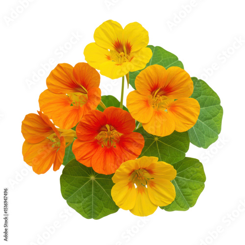 Wallpaper Mural A vibrant cluster of nasturtium flowers in shades of yellow and orange hues Torontodigital.ca