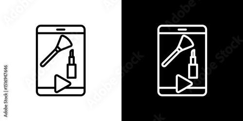 Makeup tutorial video icon symbol concept for graphic design, Website, UI. Svg