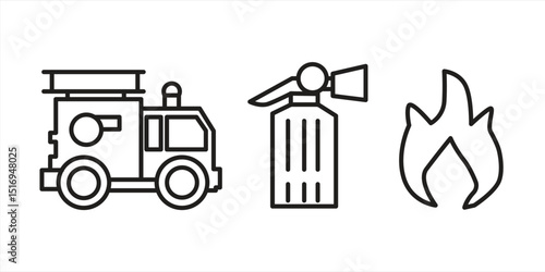 fire extinguisher line icon, fire extinguisher icon set, eps 10 on white background, vector illustration.