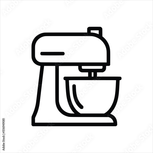 Kitchen Stand Mixer Icon - Line Art Design Vector icon isolated on