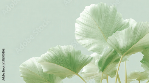 tropical leaves in graphic style emphasizing their lightness and airiness
