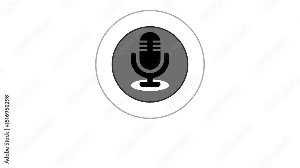 Voiceover Mic with Wave Animation Audio Recording Concept, Minimalist Microphone Icon Animated Voiceover Mic with Wave Animation Audio Recording Concept, Minimalist Microphone Icon Animated