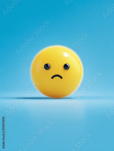 Wallpaper Mural Sad Emoji Illustration With Subtle Error Shadow on Soft Blue Background Conveys Feelings of Disappointment and Melancholy in a Playful Style Torontodigital.ca