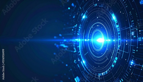 Futuristic blue digital data and information with technology interface