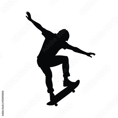 Skateboarder jumping vector silhouette  