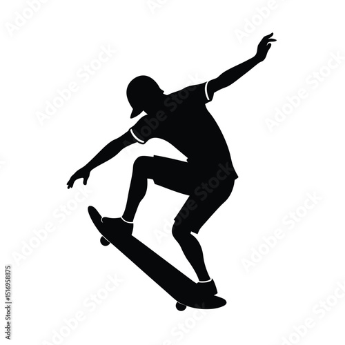 Jumping skateboarder vector silhouette  
