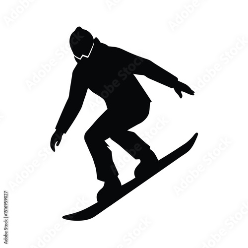 Snowboarder gliding vector silhouette  