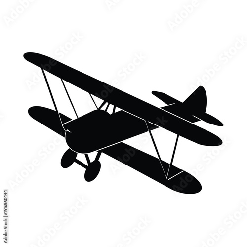 Biplane aircraft vector silhouette  