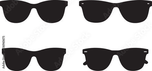 Set Of Retro Sunglass Silhouette Vector For Fashion-Themed Projects