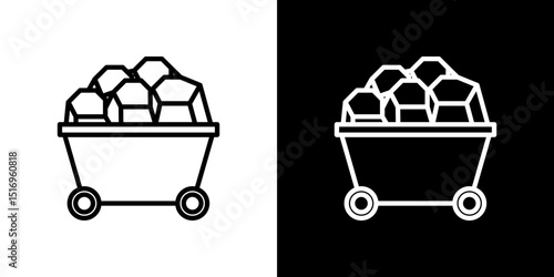 Trolley with coal icon symbol concept for graphic design, Website, UI. Svg