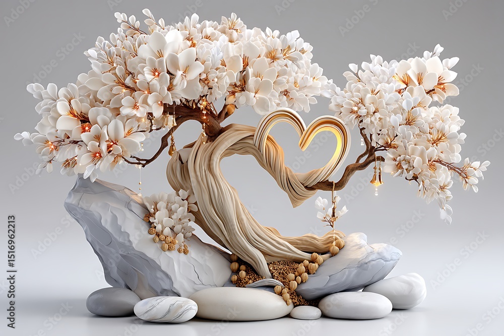 custom made wallpaper toronto digitalElegant nature inspired heart blossom tree design artwork high resolution image