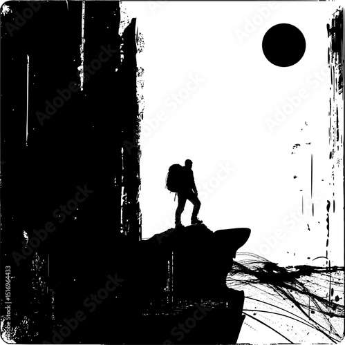 Vektor Design Element - Abstrakt - Darstellung Mann auf dem Gipfel - Künstlerische Darstellung - Cover
