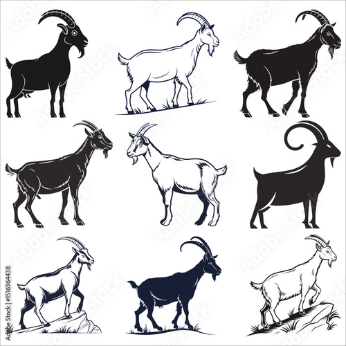 goat silhouette vector illustration 