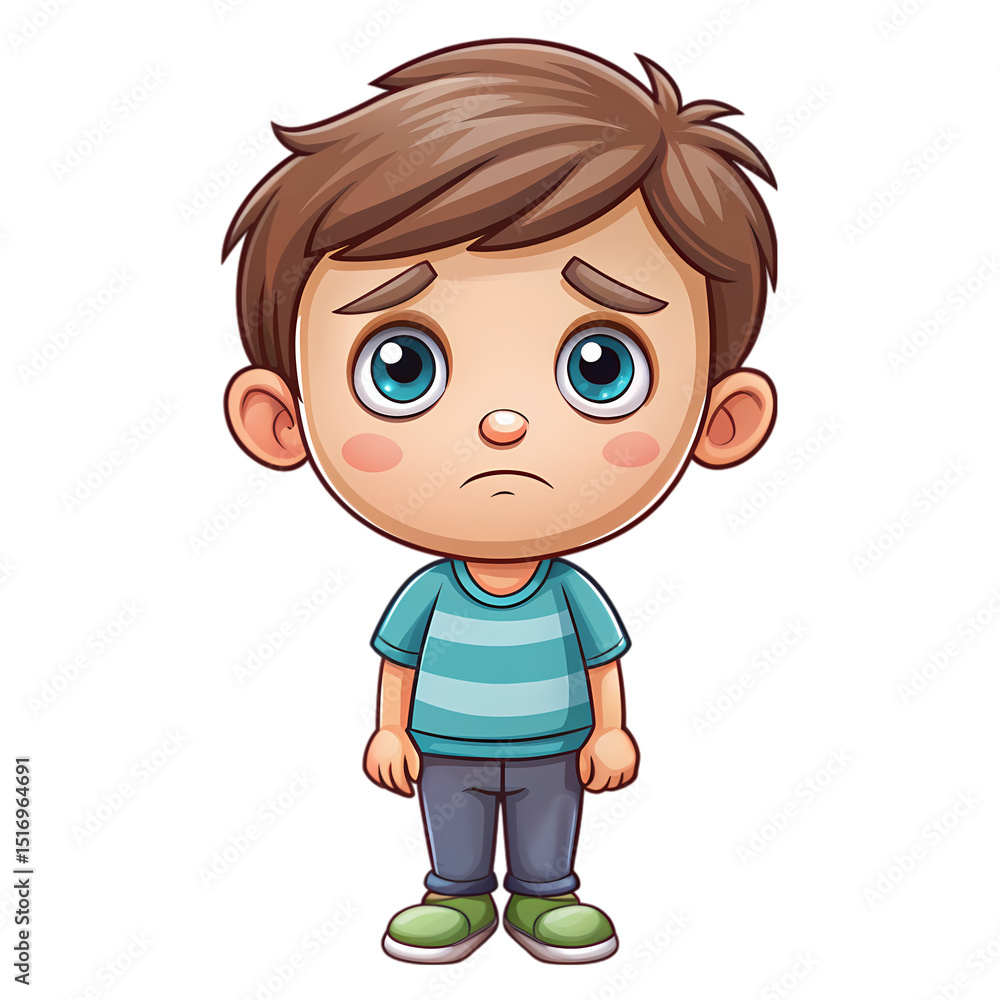 A Digital Illustration of a Sad Young Boy Depicting Childhood Emotion isolated on transparent baackground A Digital Illustration of a Sad Young Boy Depicting Childhood Emotion isolated on transparent baackground