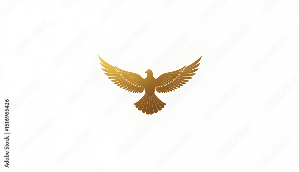 Fototapeta premium Golden Dove Illustration Symbolizing Peace