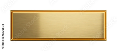 elegant golden rectangular nameplate isolated on white