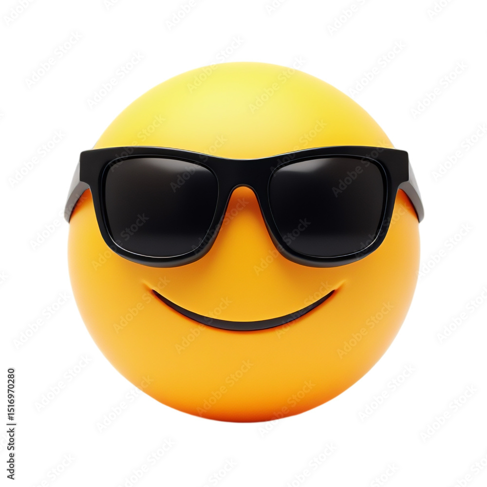 Cool Smiley Face with Sunglasses Isolated on Transparent Background Cool Smiley Face with Sunglasses Isolated on Transparent Background
