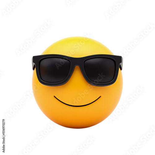 Cool Smiley Face with Sunglasses Isolated on Transparent Background