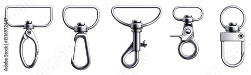 Metal claw clasp set vector illustration set icon