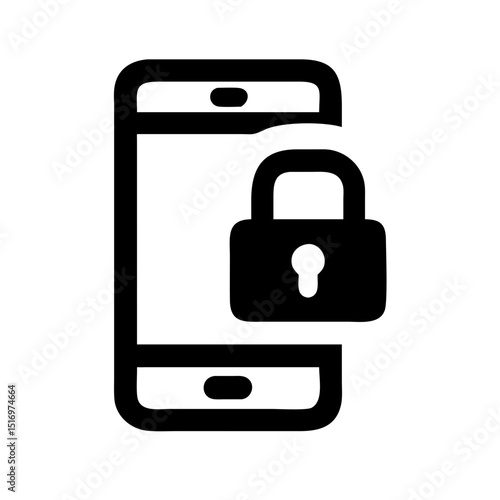 Vector of a mobile phone with lock icon
