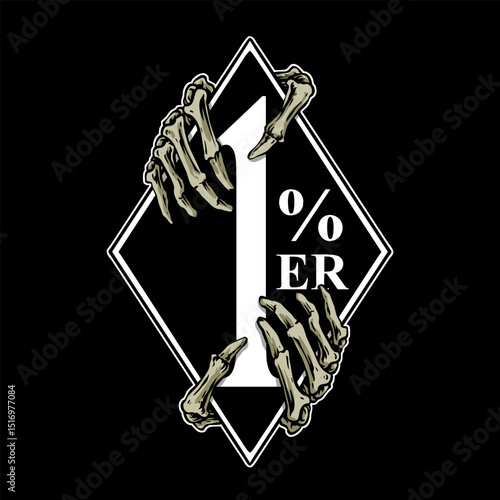 vector of diamond one percent motorcycle skull hand biker badges