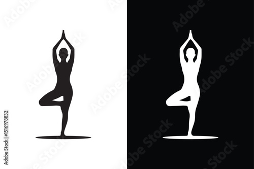 Yoga Pose  icon vector on White Background ,Vector Art Illustration on white background.