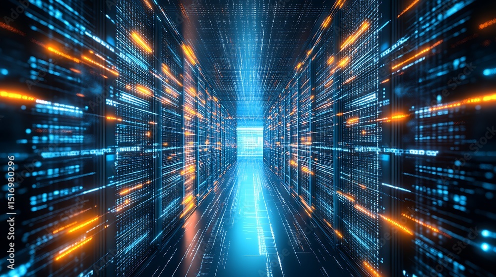 Futuristic server room interior Futuristic server room interior