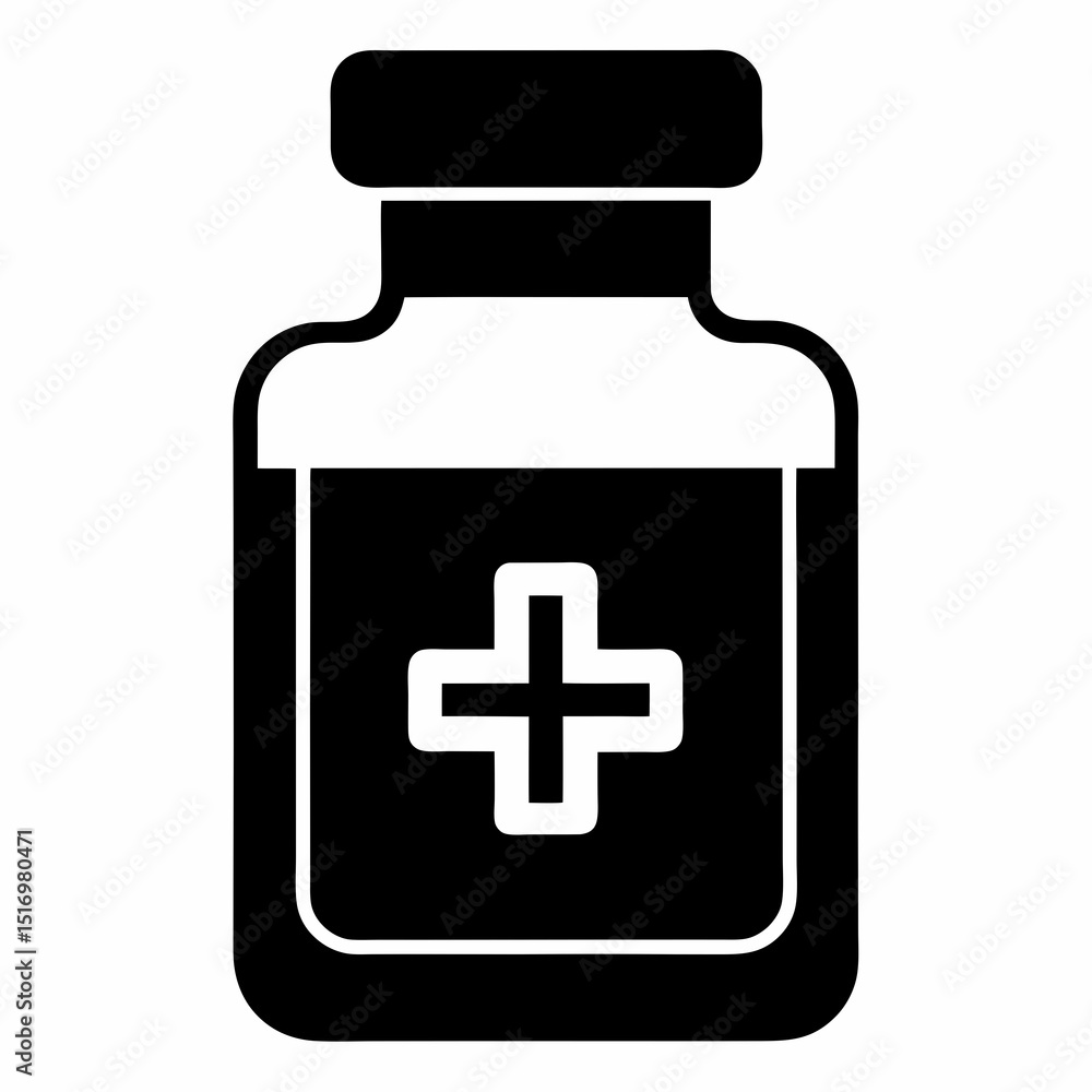 medicine bottle Vector icon illustration silhouette Graphics design image white background medicine bottle Vector icon illustration silhouette Graphics design image white background