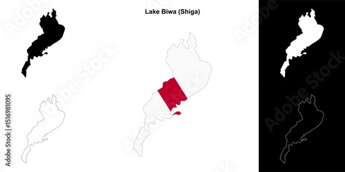Lake Biwa (Shiga) outline map set