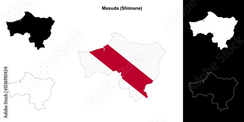 Masuda (Shimane) outline map set