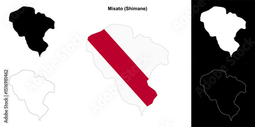 Misato (Shimane) outline map set
