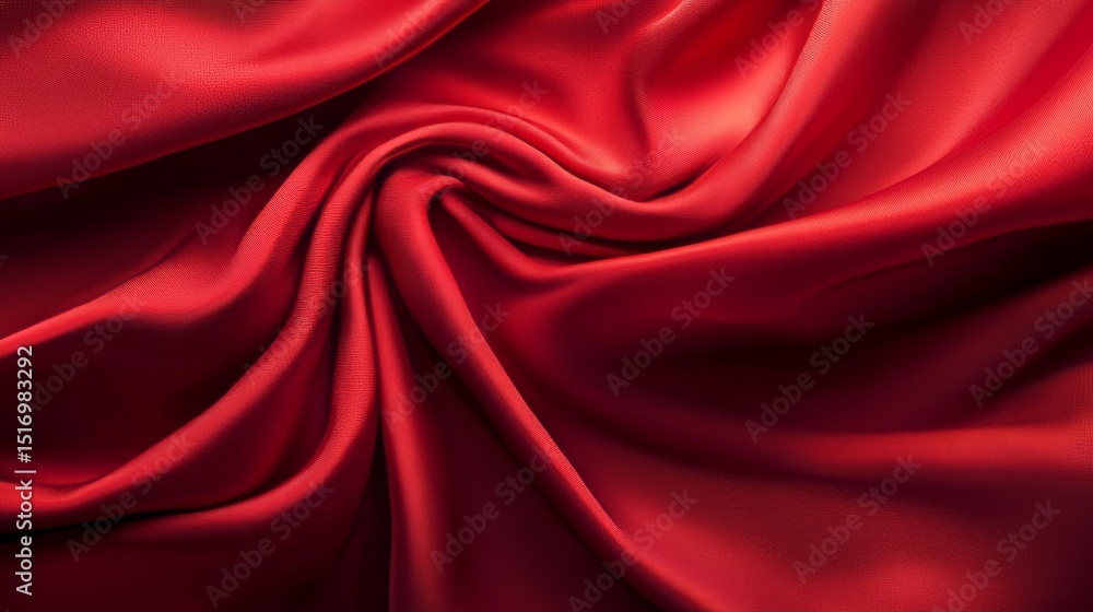 Silky red fabric with smooth waves and swirling drape texture Silky red fabric with smooth waves and swirling drape texture