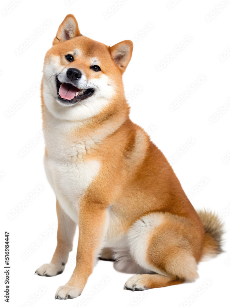 Smiling Shiba Inu Sitting on White Background
Smiling Shiba Inu Sitting on White Background