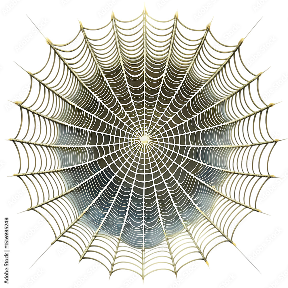 Obraz premium Intricate Spiderweb Design A Circular Tapestry of Natures Art isolated on transparent baackground
