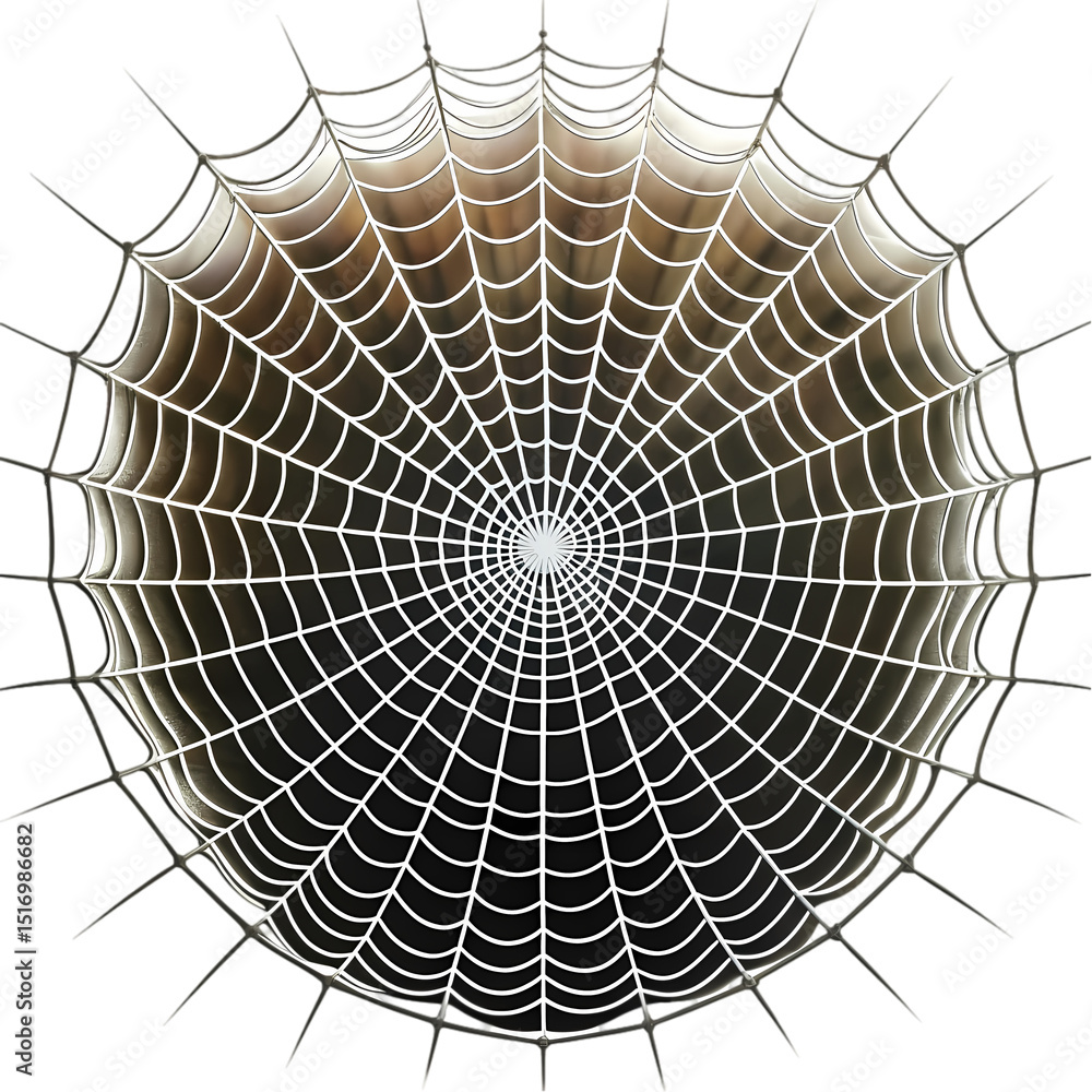 Obraz premium Intricate Spiderweb Detail isolated on transparent baackground